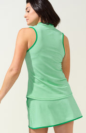 Mock Neck Tank Geo Wave print