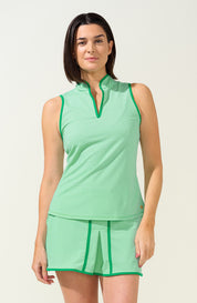 Mock Neck Tank Geo Wave print